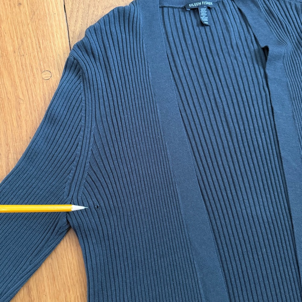 Eileen Fisher Cardigan Charcoal Tencel Cardigan Medium - Picture 3 of 7